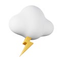 Cloud with lightning thunder high quality 3D render illustration icon. Royalty Free Stock Photo