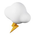 Cloud with lightning thunder high quality 3D render illustration icon. Royalty Free Stock Photo