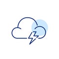 Cloud with lightning. Thunderstorm weather forecast icon. Pixel perfect, editable stroke design