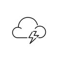 Cloud with lightning. Thunderstorm weather forecast icon. Pixel perfect, editable stroke simple design