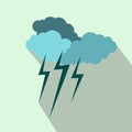Cloud with lightnings icon, flat style Royalty Free Stock Photo