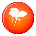 Cloud with lightnings icon, flat style Royalty Free Stock Photo