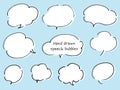 A cloud-like line drawing speech balloons with white painted background Royalty Free Stock Photo