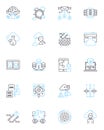 Cloud likelihood linear icons set. Probability, Chance, Forecast, Estimation, Prediction, Likelihood, Possibility line