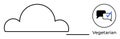 Cloud Line Art with Speech Bubble Highlighting Vegetarian Message and Checklist Symbol Royalty Free Stock Photo
