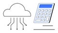 Cloud Technology Connecting with Digital Calculator for Data Processing and Analysis Concept Royalty Free Stock Photo