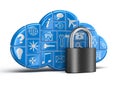 Cloud and lock (clipping path included) Royalty Free Stock Photo