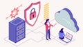 Cloud lock and laptop, data security and protection vector design Generative AI