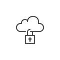 Cloud lock outline icon