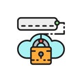 Cloud lock with password, data security flat color line icon.