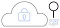 Cloud Security Concept with Magnifying Glass and Computer Displaying Data Royalty Free Stock Photo