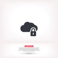 Cloud lock vector icon , lorem ipsum Flat design Royalty Free Stock Photo