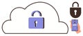 Cloud Security Concept with Lock and Smartphone Authentication for Data Protection Royalty Free Stock Photo