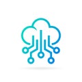cloud logo with circuit symbol
