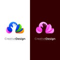 Cloud logo colorful and people hand design combination, 3d colorful Royalty Free Stock Photo