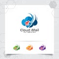 Cloud logo vector design with concept of mail and messaging. Cloud icon vector for business, app, cloud hosting and cloud