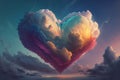 Cloud of love, air clouds in the form of a heart, valentine's day. Generative ai Royalty Free Stock Photo