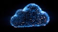 Digital cloud formed with blue lines and glowing dots representing data and connectivity Royalty Free Stock Photo