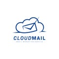 Cloud mail email marketing service logo with envelope letter and checklist verified inside cloud shape icon symbol Royalty Free Stock Photo