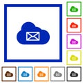 Cloud mail system flat framed icons