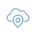 Cloud map marker line icon. Wireless navigation concept. Online location idea. Royalty Free Stock Photo