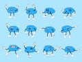 Cloud mascot in retro style. Planet with gloved hands. Sky sticker pack of funny cartoon Royalty Free Stock Photo