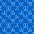 Cloud with Math Graph vector line blue seamless pattern