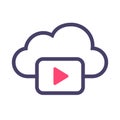 Cloud Media vector icon. Video icon. Vector icon of video cloud, on white background. Vector illustration, EPS10