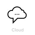 Cloud message social icon. Editable Vector Outline.