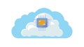 Cloud with Microchip Data Storage Technology Vector, vector design Generative AI Royalty Free Stock Photo
