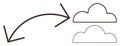 Cloud Migration Concept with Arrow Indicating Transition Between Two Simplified Cloud Icons Royalty Free Stock Photo