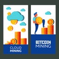 Bitcoin mining. Vector conceptual illustration. Cryptocurrency.