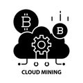cloud mining icon, black vector sign with editable strokes, concept illustration Royalty Free Stock Photo
