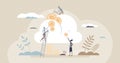 Cloud mining process using crypto currency data center tiny person concept Royalty Free Stock Photo