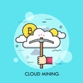 Cloud mining thin line concept vector