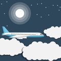 Cloud moon airplane night Royalty Free Stock Photo