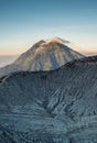 Cloud on mountain with crater textured on Kawah Ijen Royalty Free Stock Photo