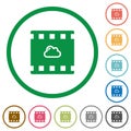 Cloud movie flat icons with outlines