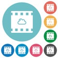 Cloud movie flat round icons