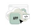 Cloud-native applications icon with cloud development and microservices architecture for DevOps automation Royalty Free Stock Photo