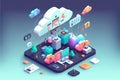 Cloud native Apps and Cloud-native Technologies Conceptual Illustration, AI generated art Royalty Free Stock Photo