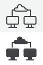 Cloud network connection line and solid vector icon set Royalty Free Stock Photo
