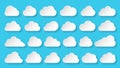Cloud network data paper cut origami web icon set Royalty Free Stock Photo