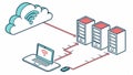 Cloud network, data server and internet connection vector design Generative AI Royalty Free Stock Photo