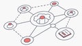 Cloud Network, Distributed System. vector design Generative AI Royalty Free Stock Photo