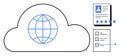 Cloud Network with Global Connectivity, Digital Profile Data, and Task Checklist Icons Royalty Free Stock Photo