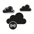 Cloud network icons. Wireless signal vector. Black silhouette design. Abstract cloud computing.
