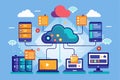 A cloud network integrates various devices for automated data backup and efficient storage solutions, the system automatically Royalty Free Stock Photo