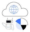 Cloud networking with AI robot and data analytics pie chart for technology and innovation concepts Royalty Free Stock Photo
