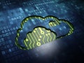 Cloud networking concept: Cloud on digital screen Royalty Free Stock Photo